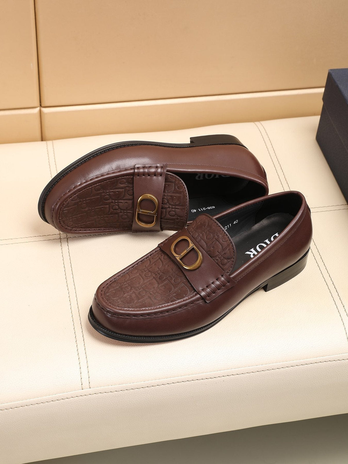 Dior Textured Buckle Loafers