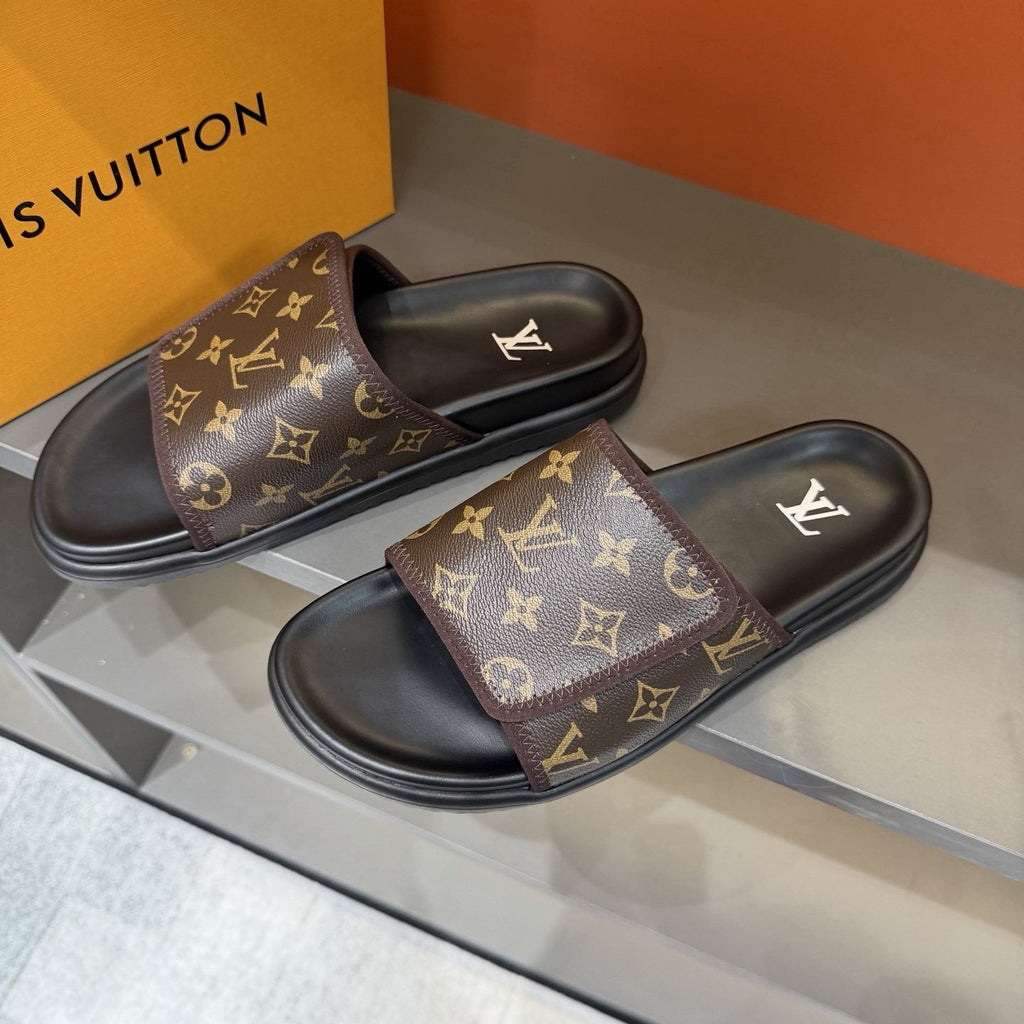 Louis Vuitton Monogram-Patterned Slide Sandals