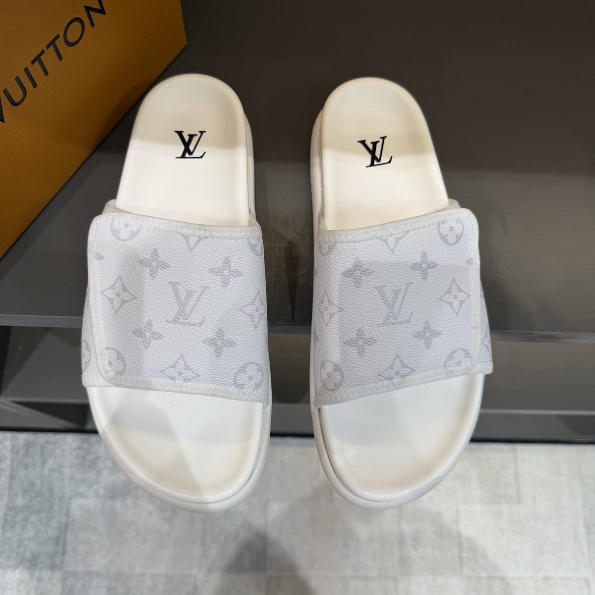 Louis Vuitton Monogram-Patterned Slide Sandals