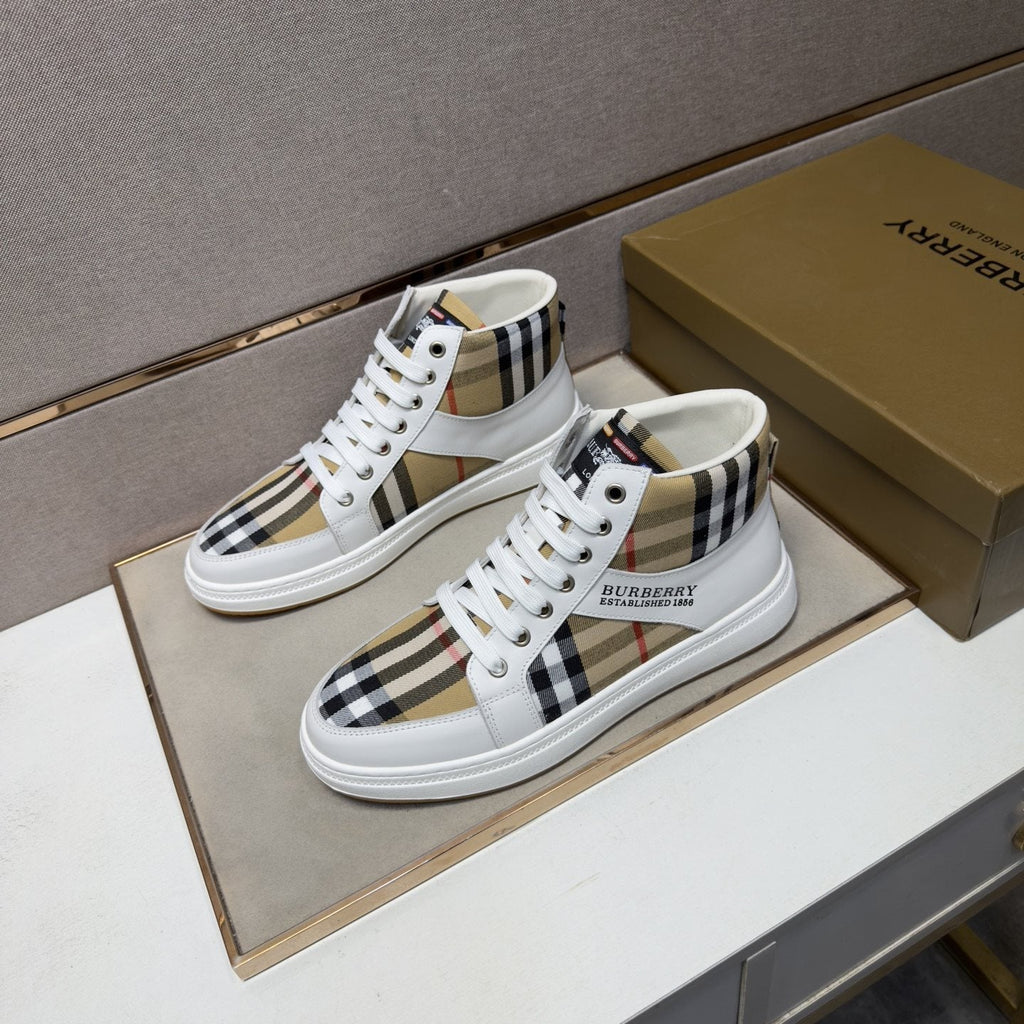 Burberry Men's Plaid High-Top Sneakers
