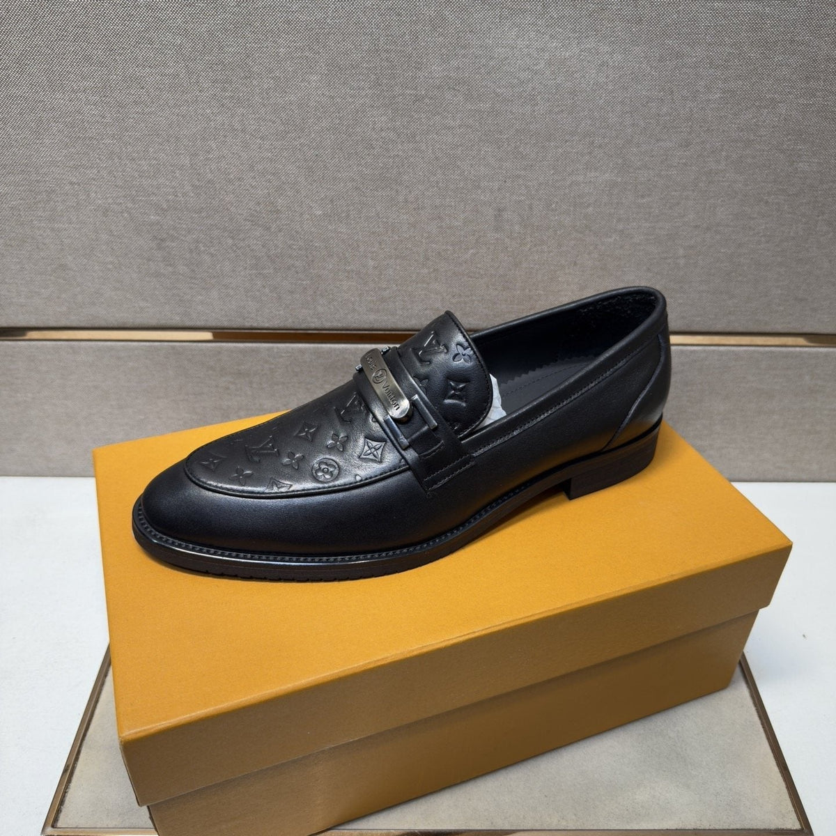 Louis Vuitton Men's Embossed Metal-Bar Loafers