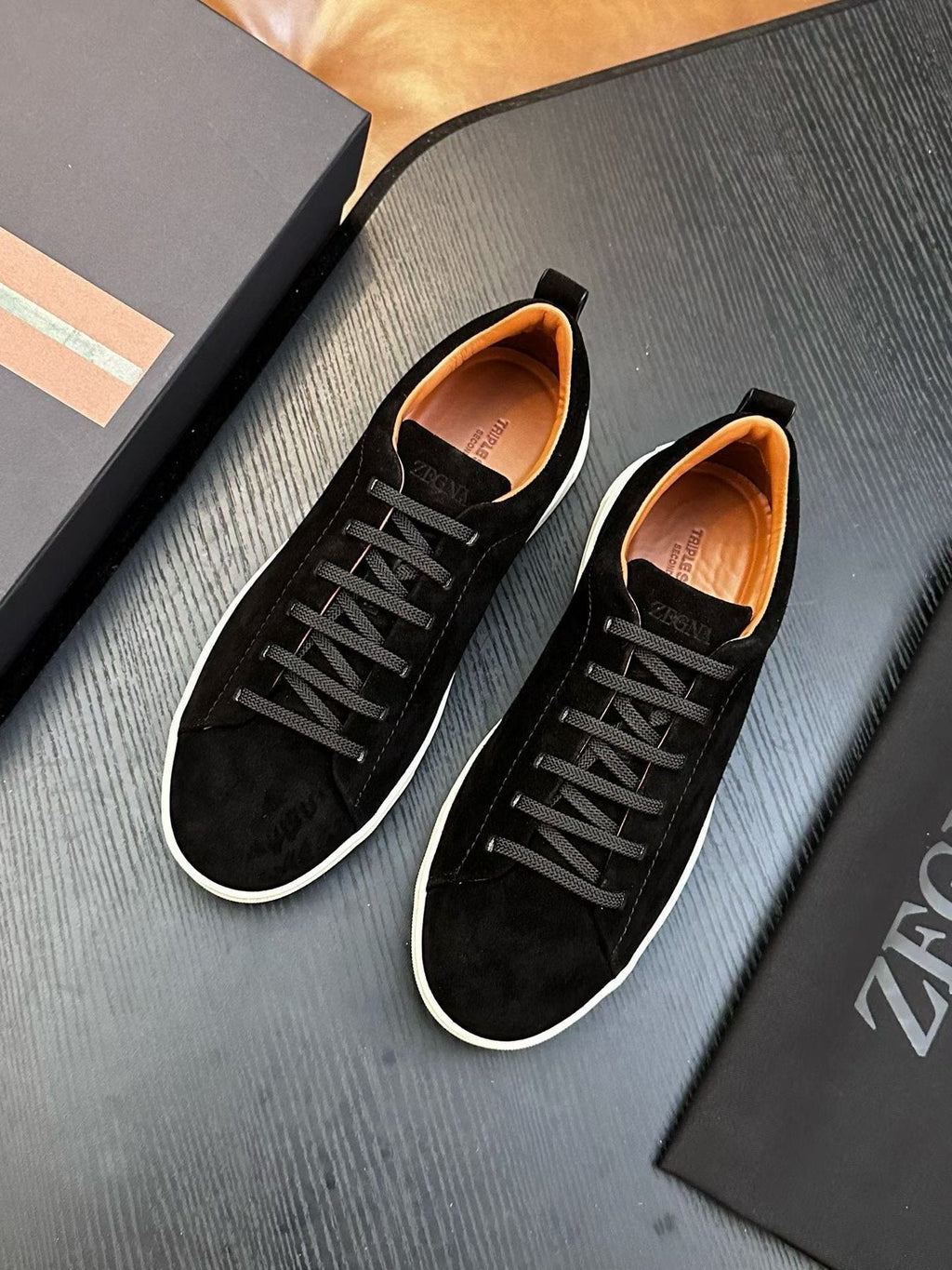 Zegna Brown Lace-Up Sneakers