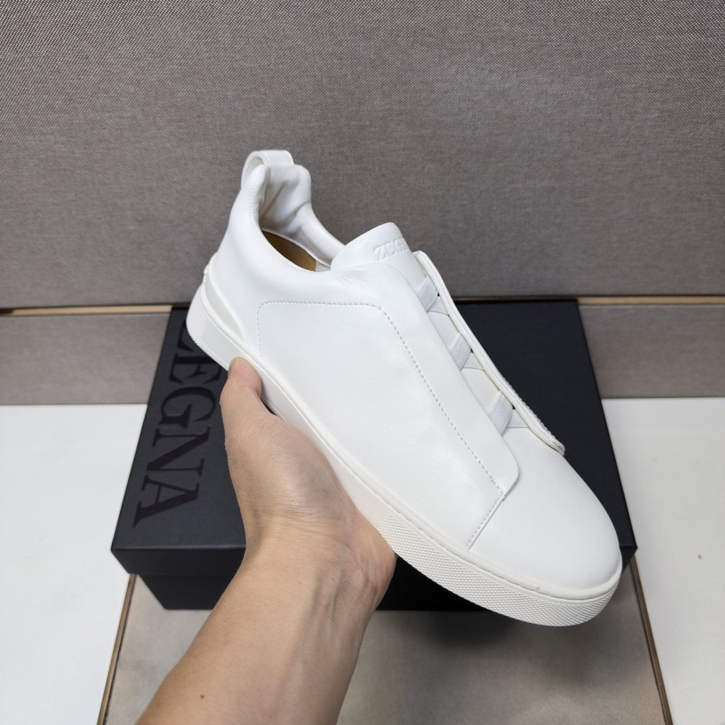 Zegna Men's Leather Slip-On Sneakers