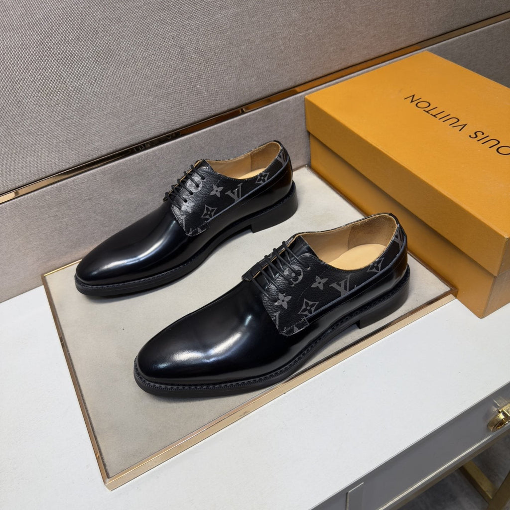 Louis Vuitton Patterned-Panel Lace-Up Dress Shoes