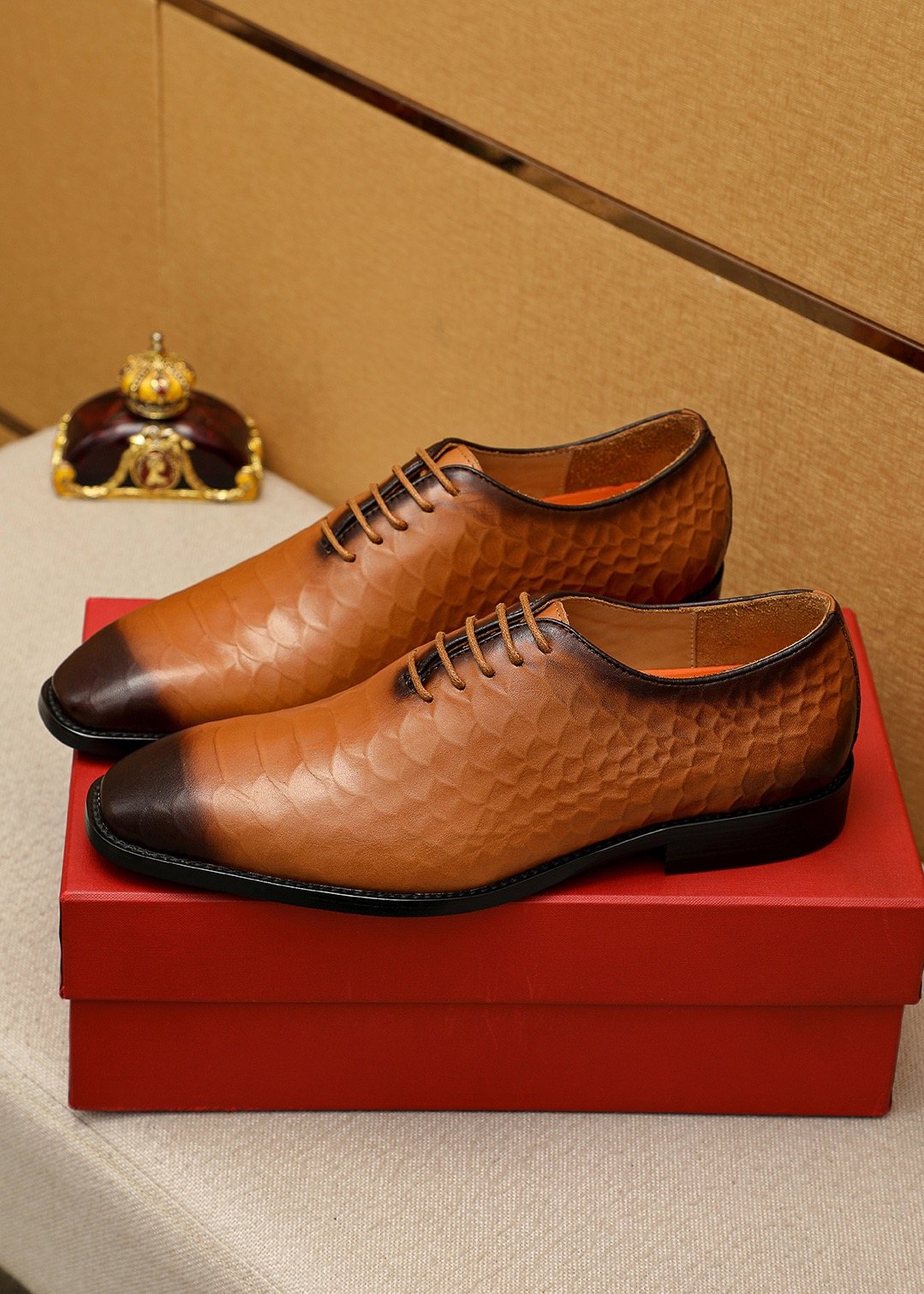 Ferragamo Embossed Lace-Up Dress Shoes