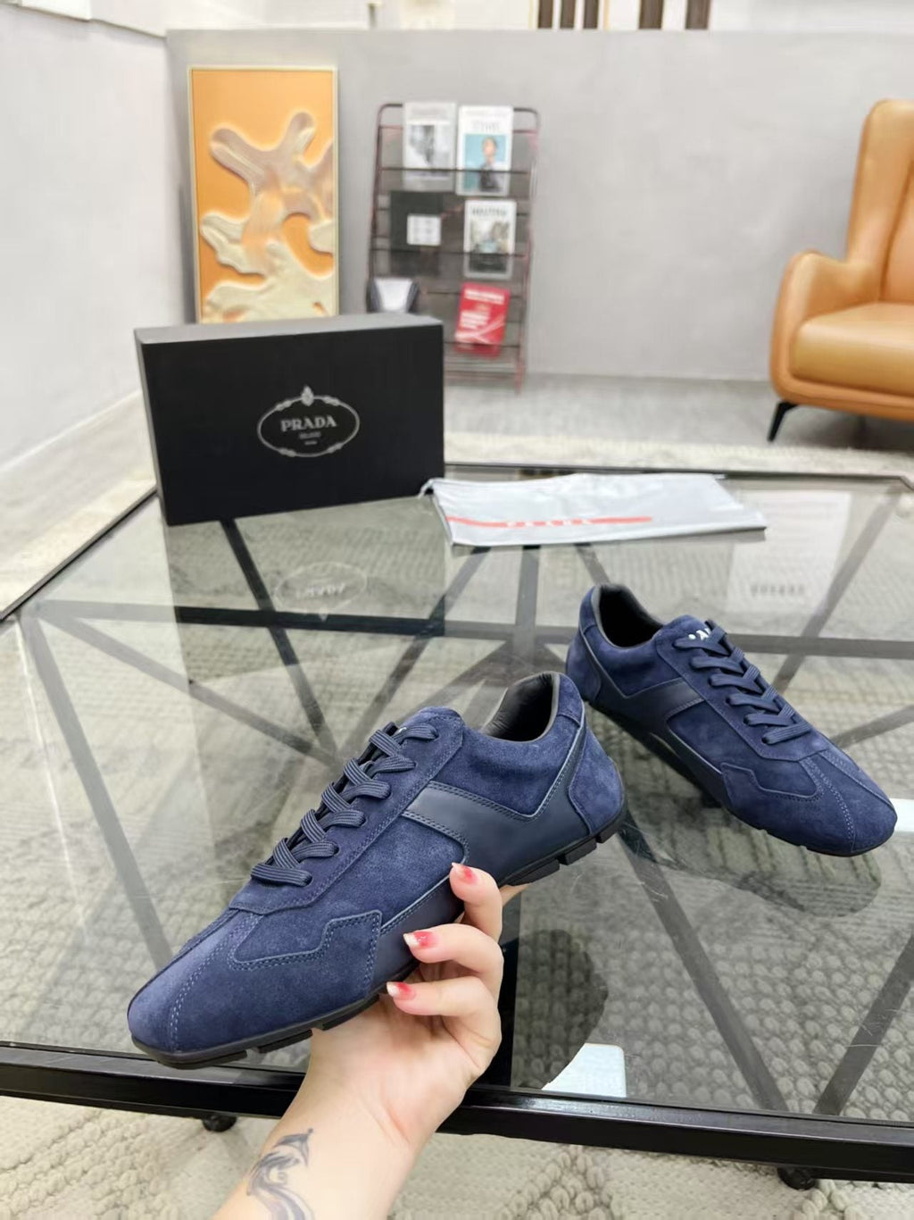 Prada Men's Panel Lace-Up Sneakers