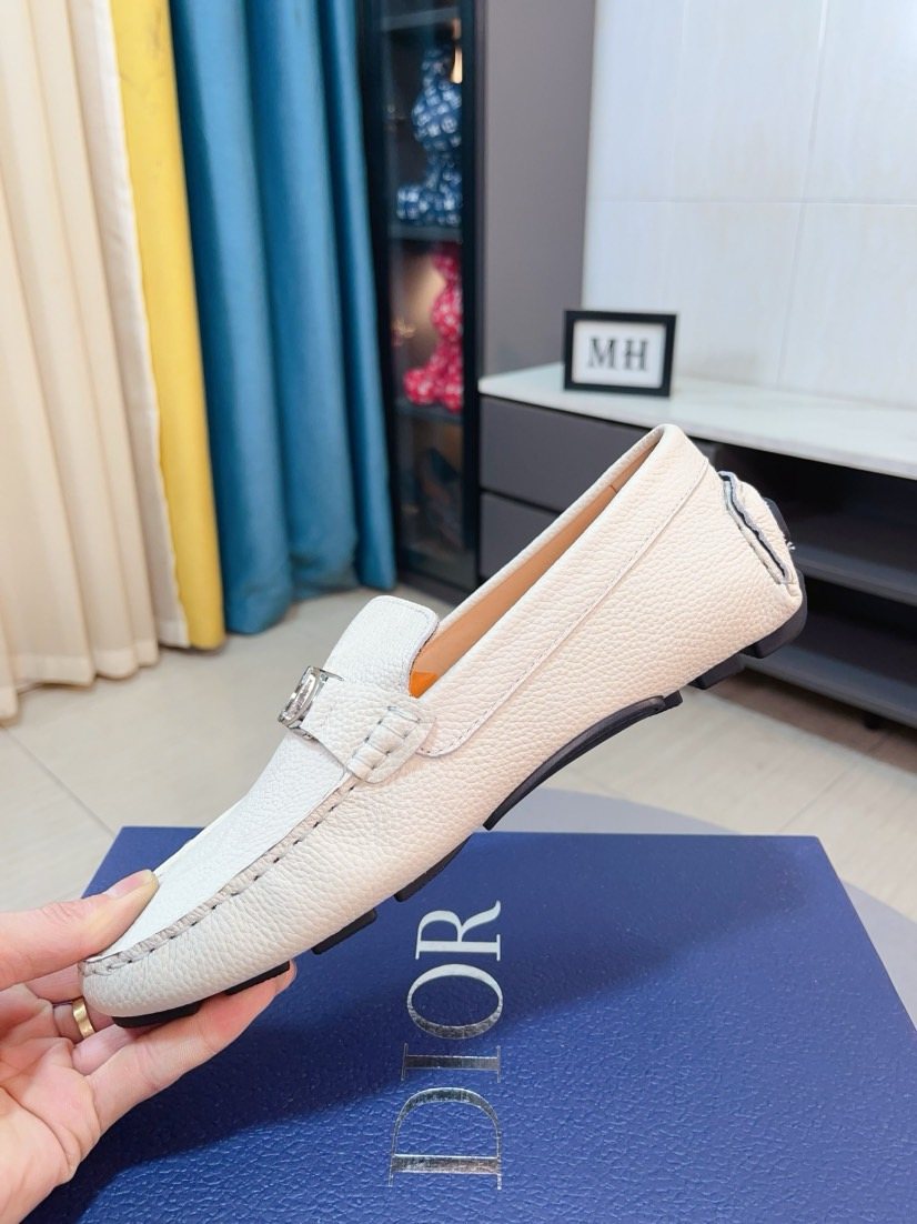 Dior Men’s Textured Metal-Trim Loafers
