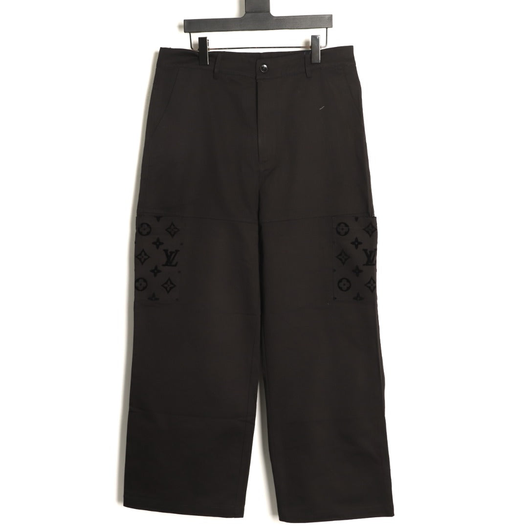Louis Vuitton Panelled Flocked Denim Trousers - Black