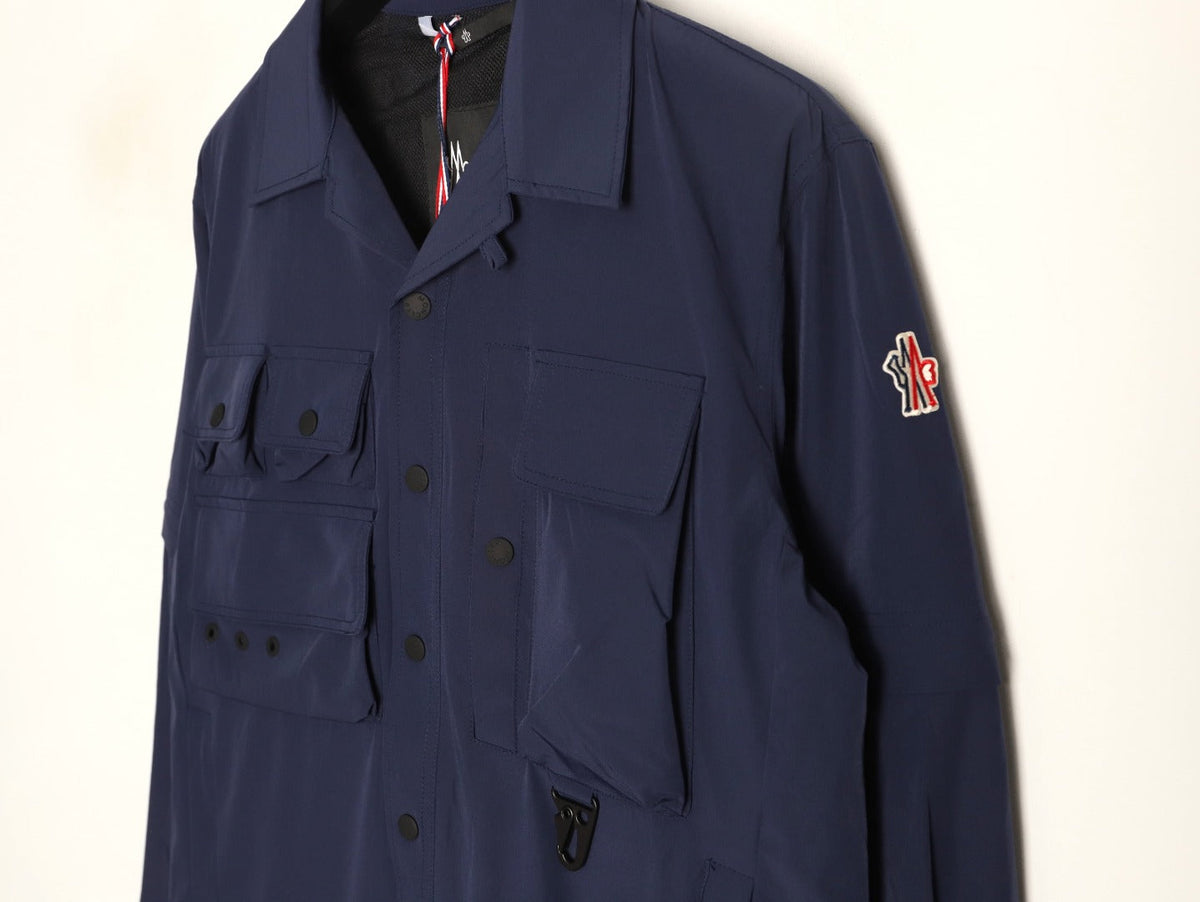 Moncler Utility Shirt-Collar Jacket - Navy