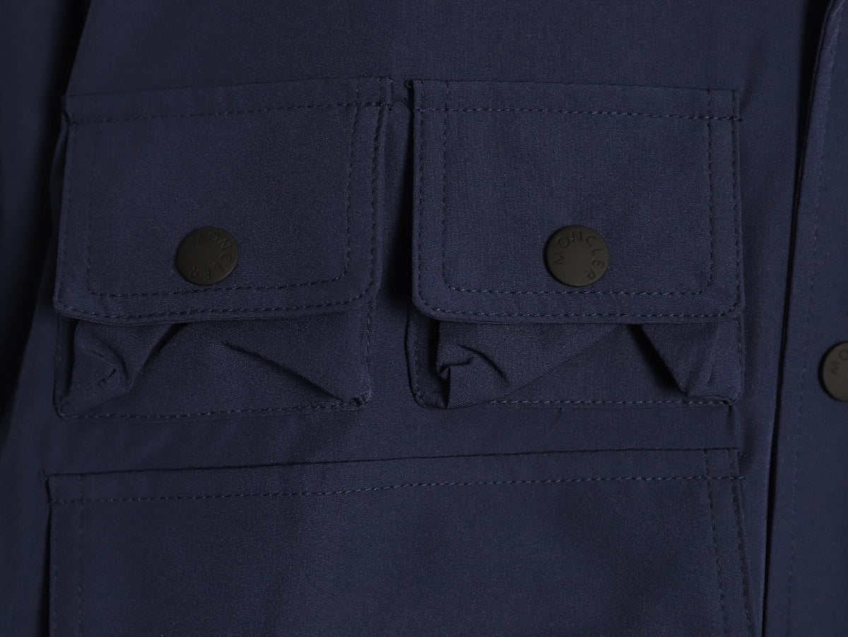 Moncler Utility Shirt-Collar Jacket - Navy