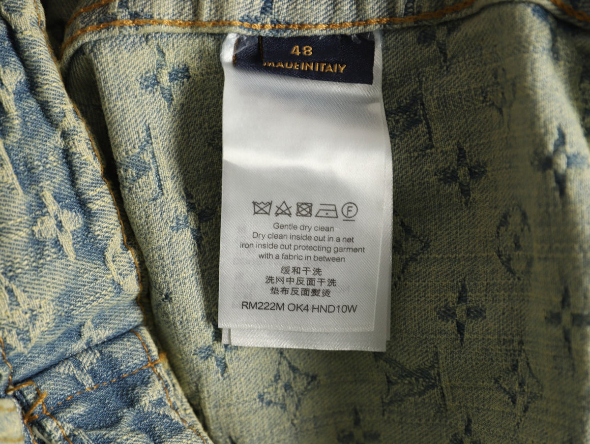 Louis Vuitton Monogram-Style Faded Denim Jacket - Gray